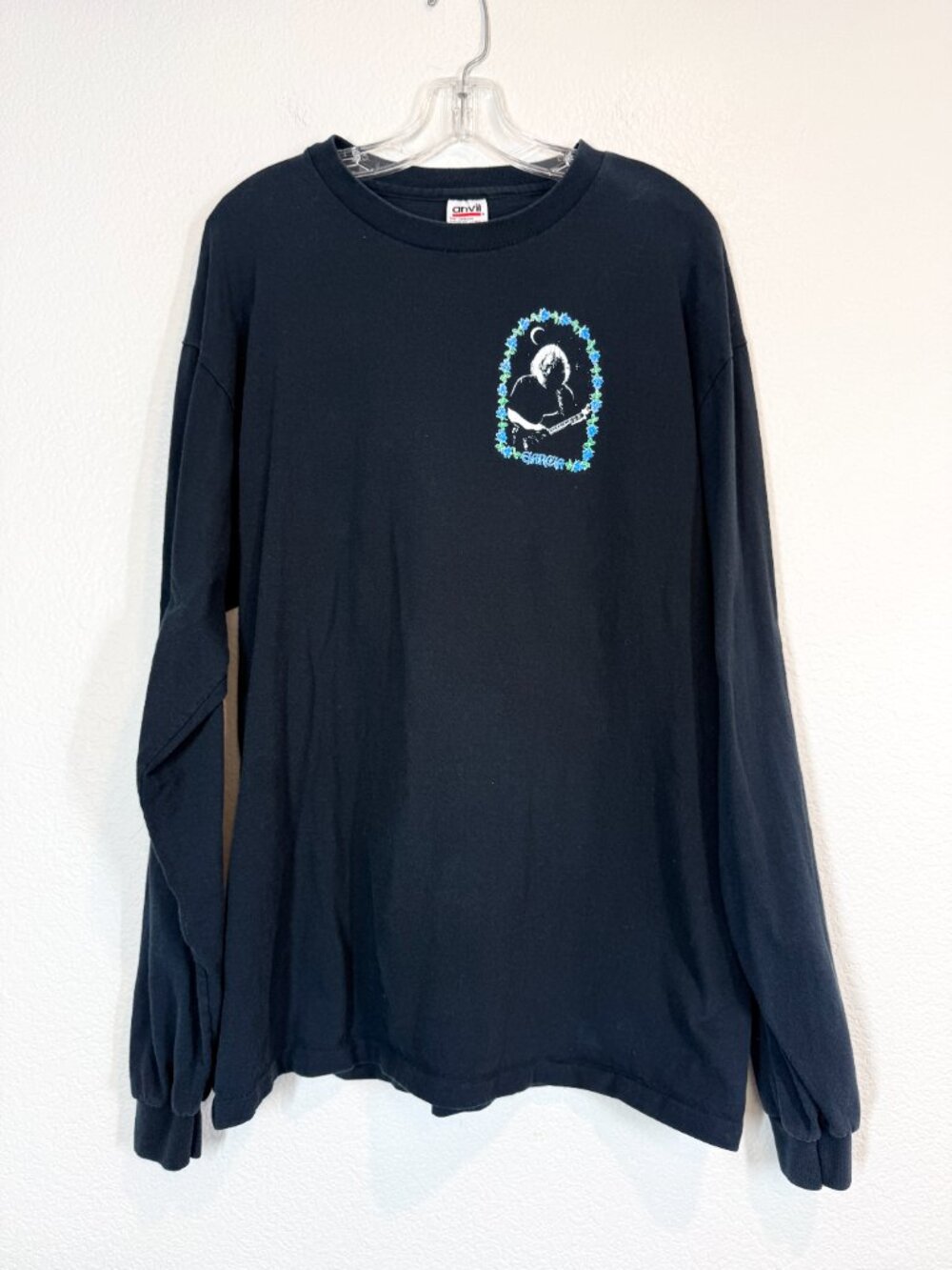 Vintage 1991 Jerry Garcia Grateful Deaad Long Sleeve Shirt XL Black Blue USA